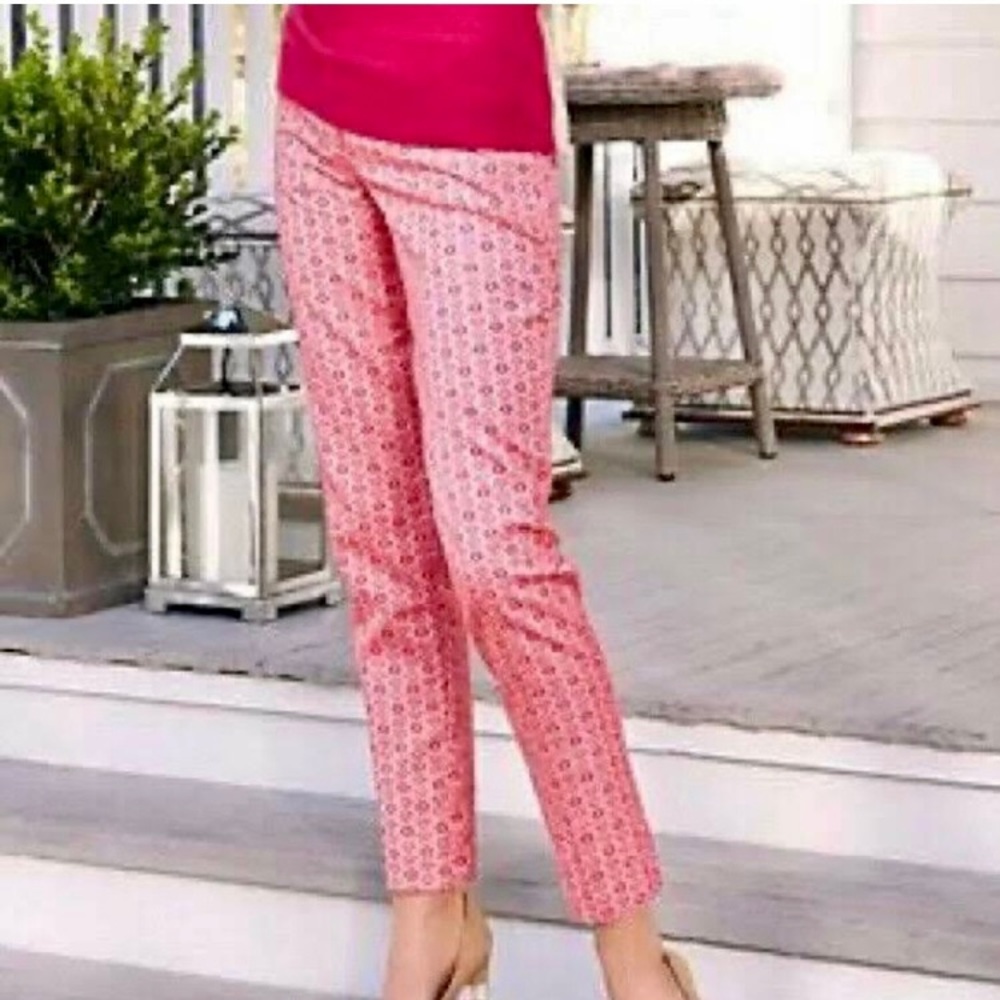 Talbots Heritage Geo Jacquard Pants Women’s Size 14 Tapered Leg Ankle Length